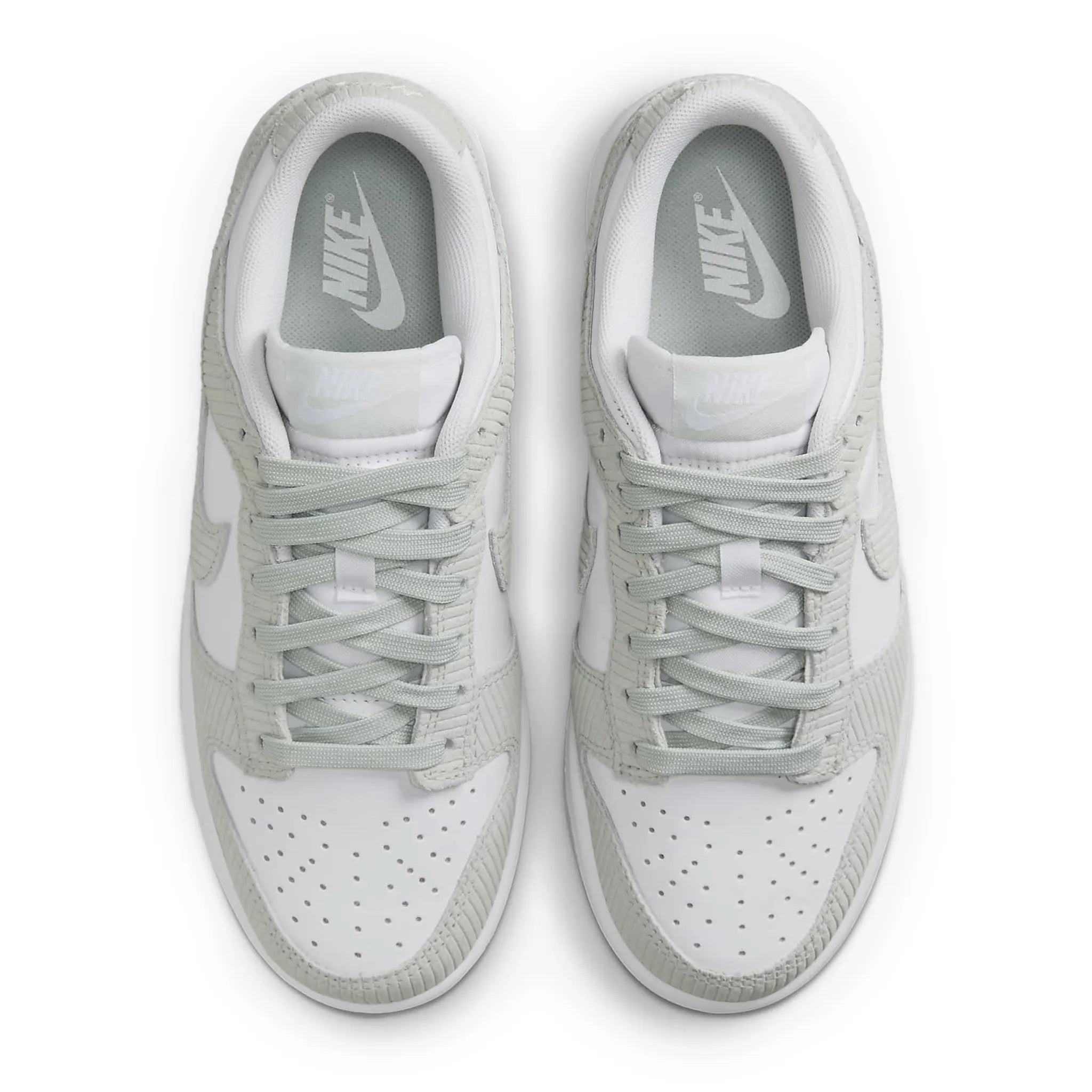 Top view of Nike Dunk Low Light Silver Corduroy (W) FN7658-100
